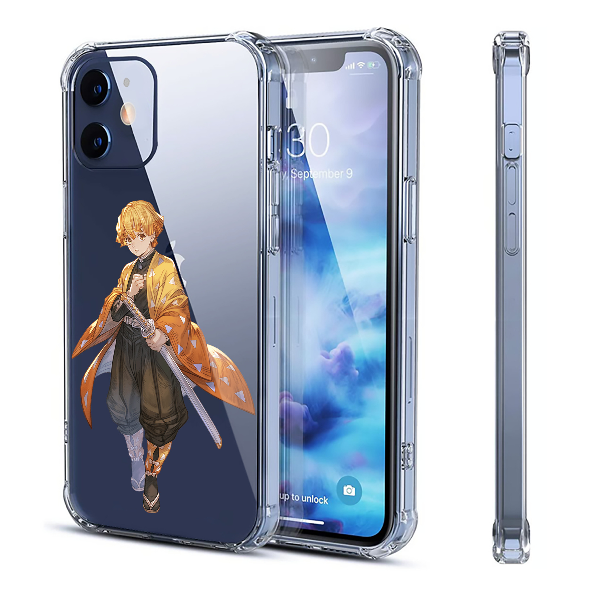 （画像用） 鬼滅の刃（きめつのやいば）我妻 善逸／あがつま ぜんいつ Agatsuma Zenitsu 【iPhone 12シリーズ対応】透明スマホケース（クリアソフトケース）